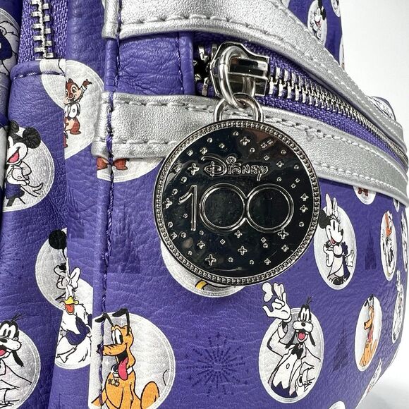 Disney Loungefly Mini Backpack 100th Anniversary Purple Sparkle 2023 - Picture 3 of 13
